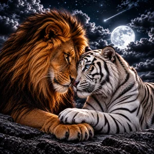 Löwe und Tigerdame